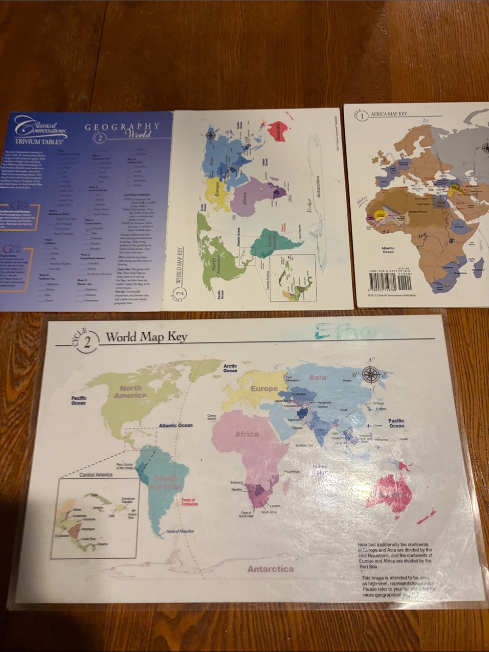 Classsical conversations Laminated World Map and geography trivium tables